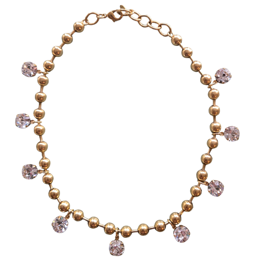 Clear Round Crystal Ball Chain Necklace