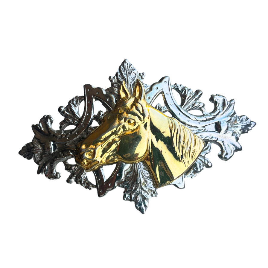 Vintage Mixed Metal Equestrian Hair Clip
