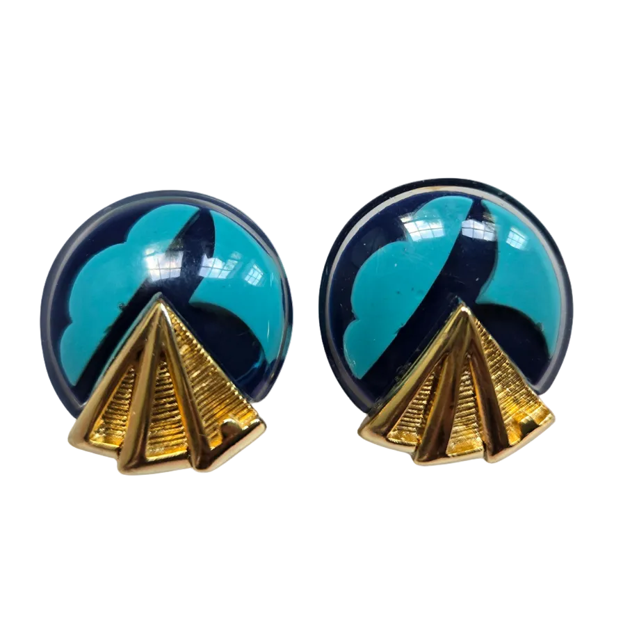 Vintaged Signed Orena Art Deco-Inspired Earrings