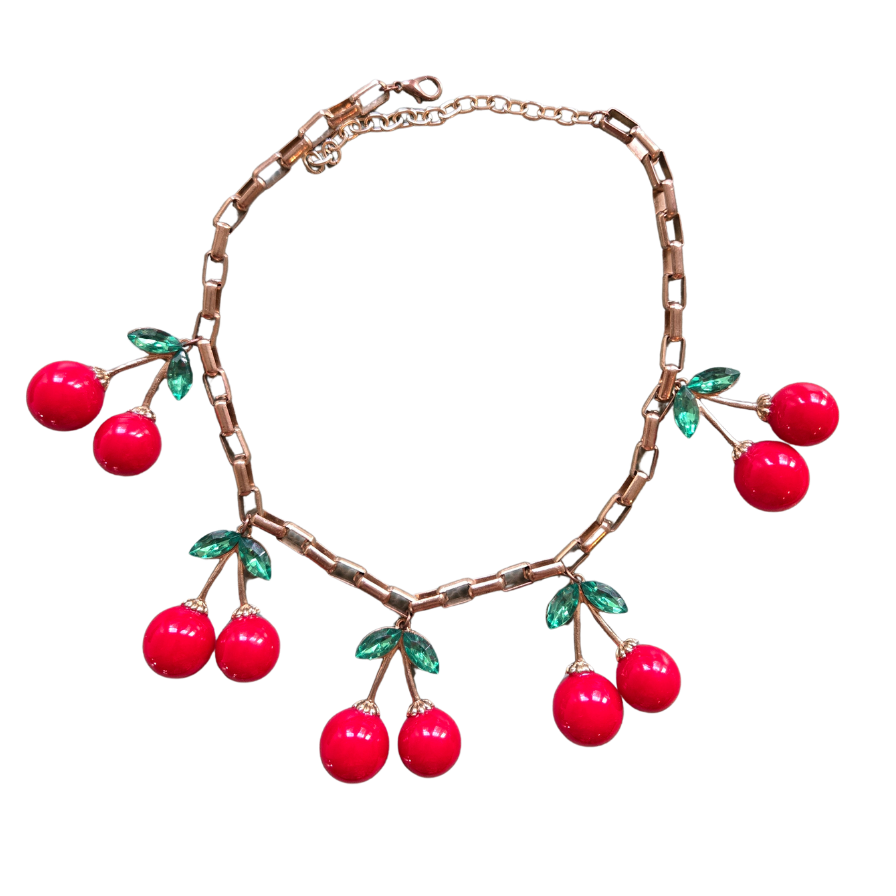 Vintage Cherry Charm Necklace