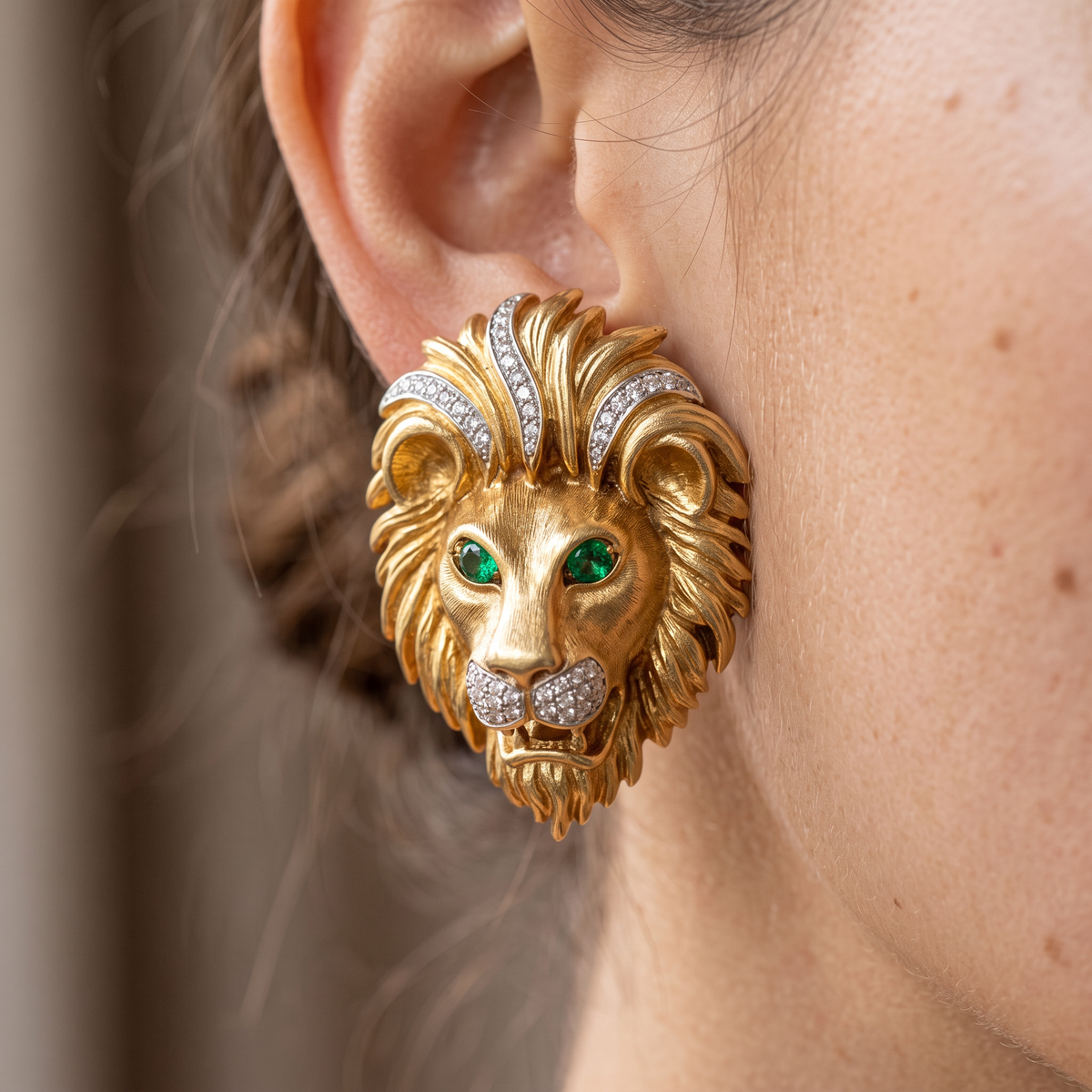 Vintage Statement Lion Earrings