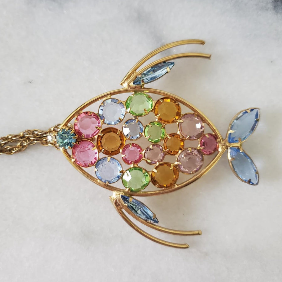 Swarovski Rainbow Crystal Fish Necklace
