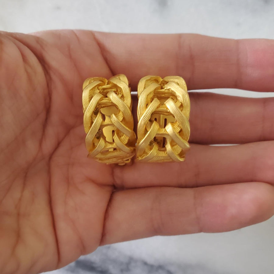 Classic 90s Chunky Gold Semi Hoop Earrings