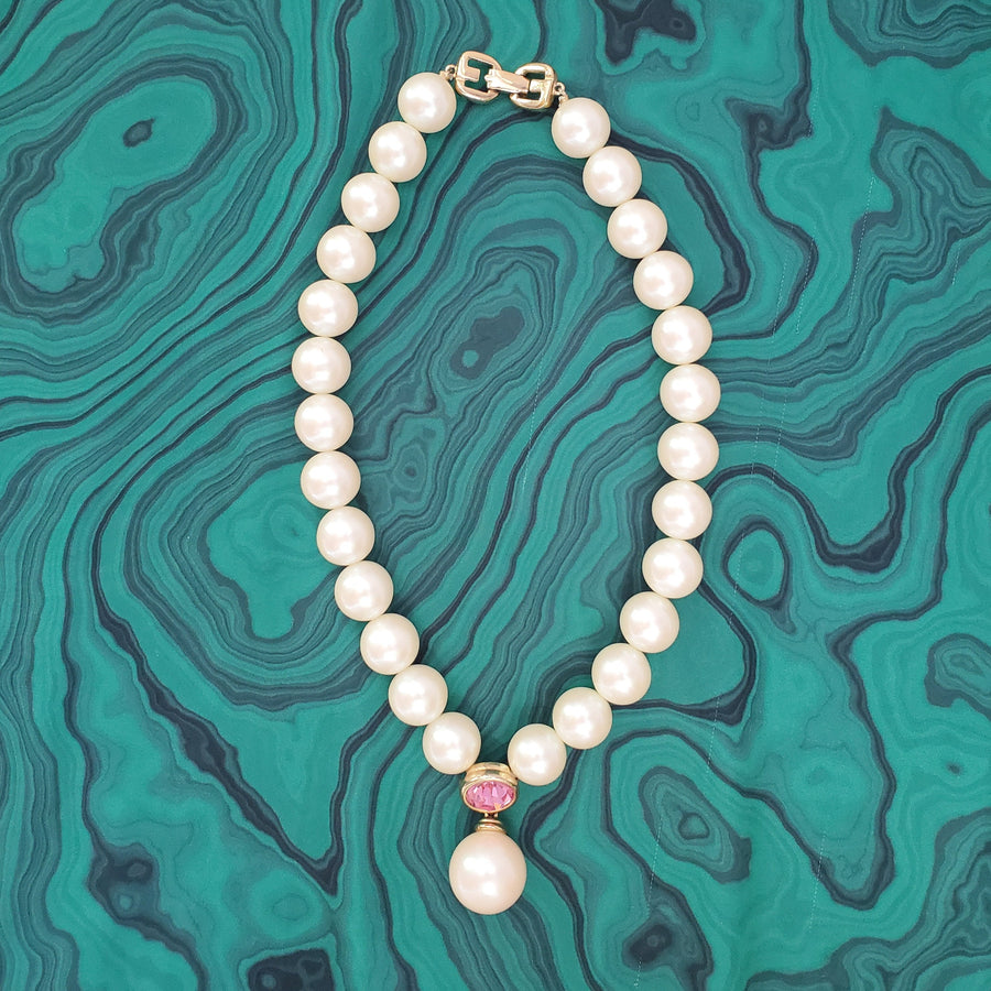 Signed Givenchy Large Faux Pearl Necklace