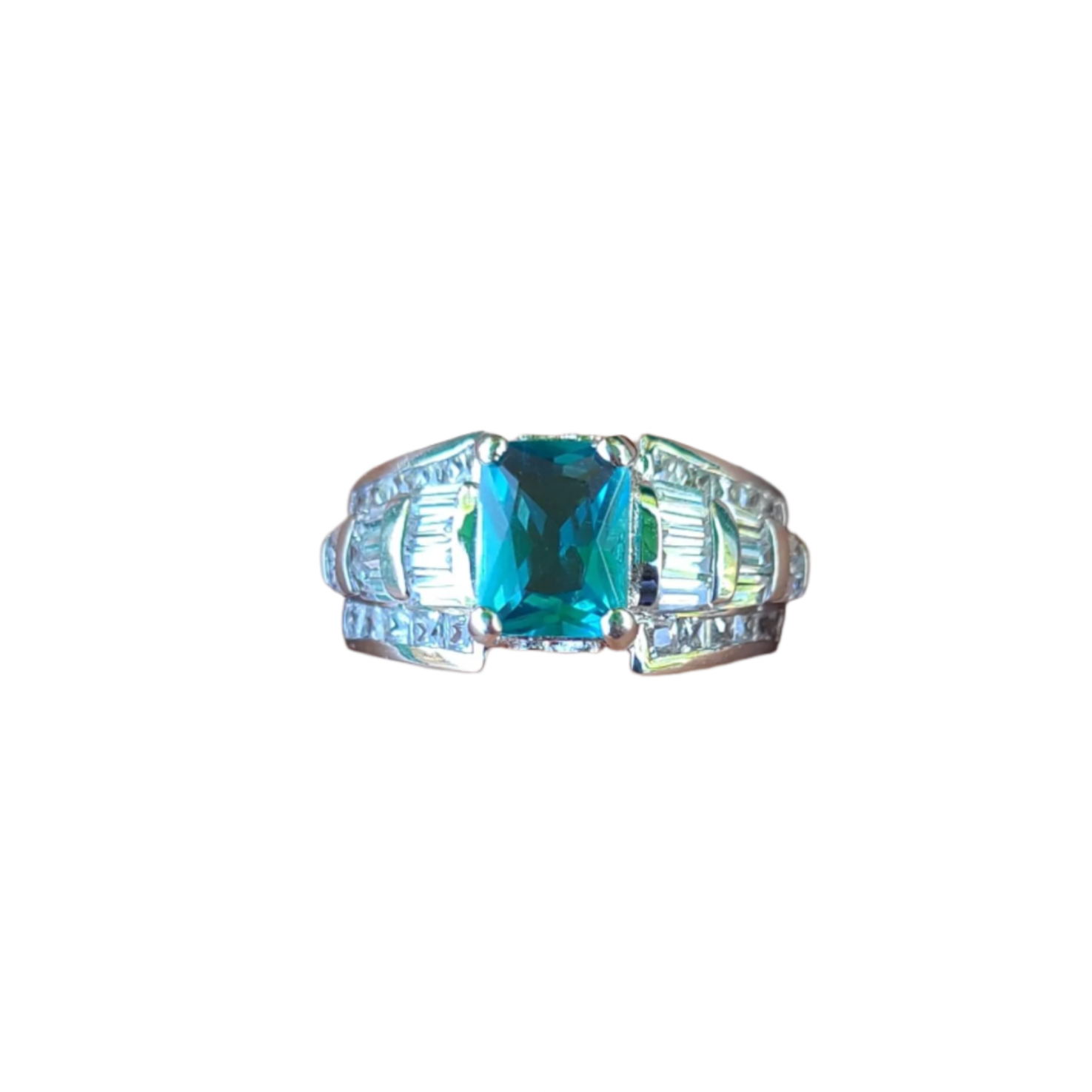 Sparkling Blue Crystal 90s Ring Size 9