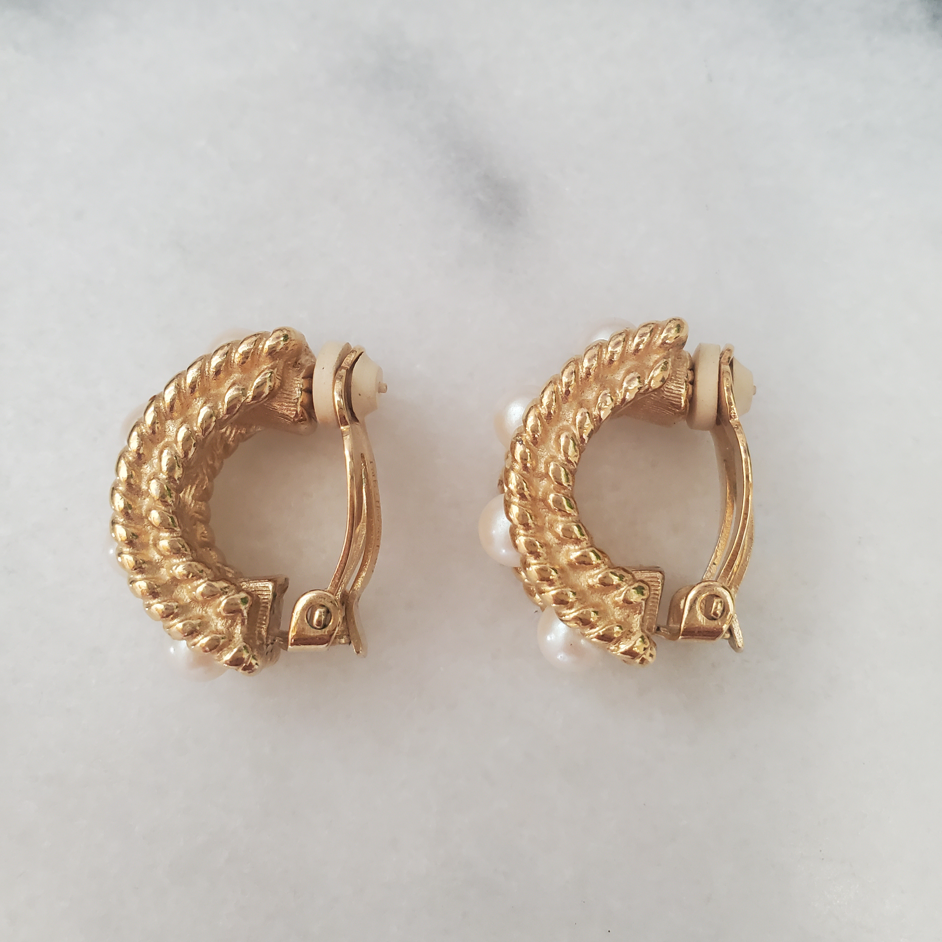 Givenchy Faux Pearl and Rope Border Clip-On Earrings