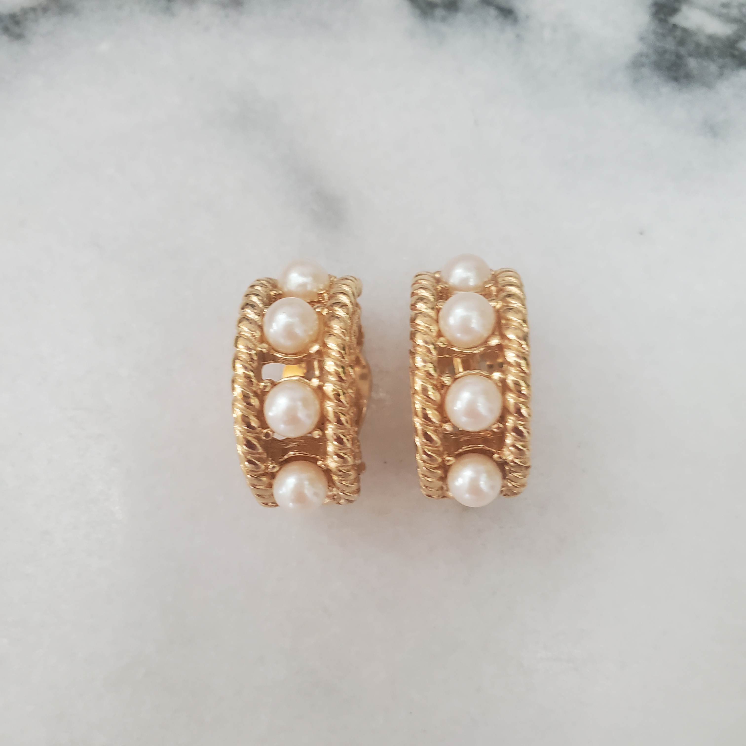 Givenchy Faux Pearl and Rope Border Clip-On Earrings