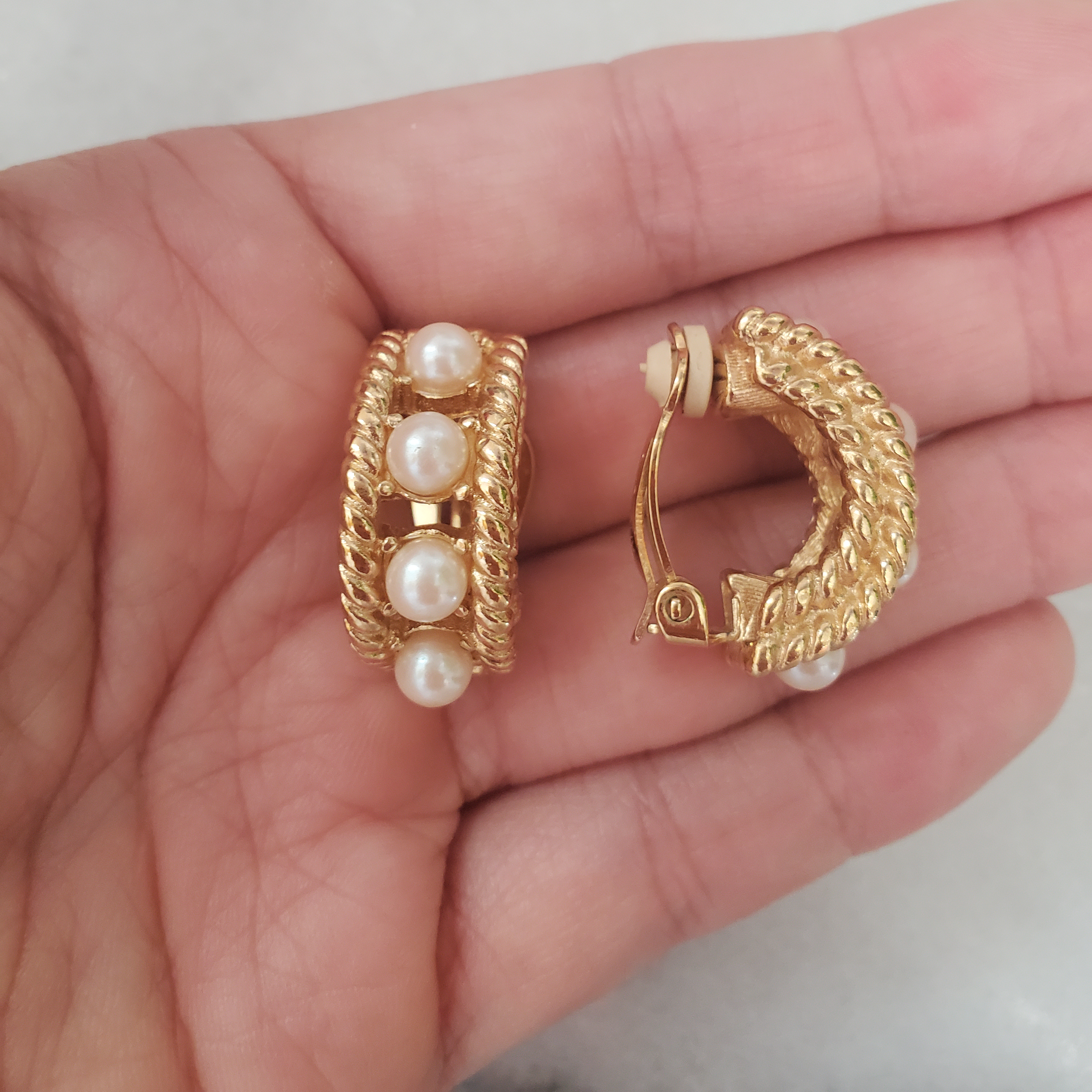 Givenchy Faux Pearl and Rope Border Clip-On Earrings