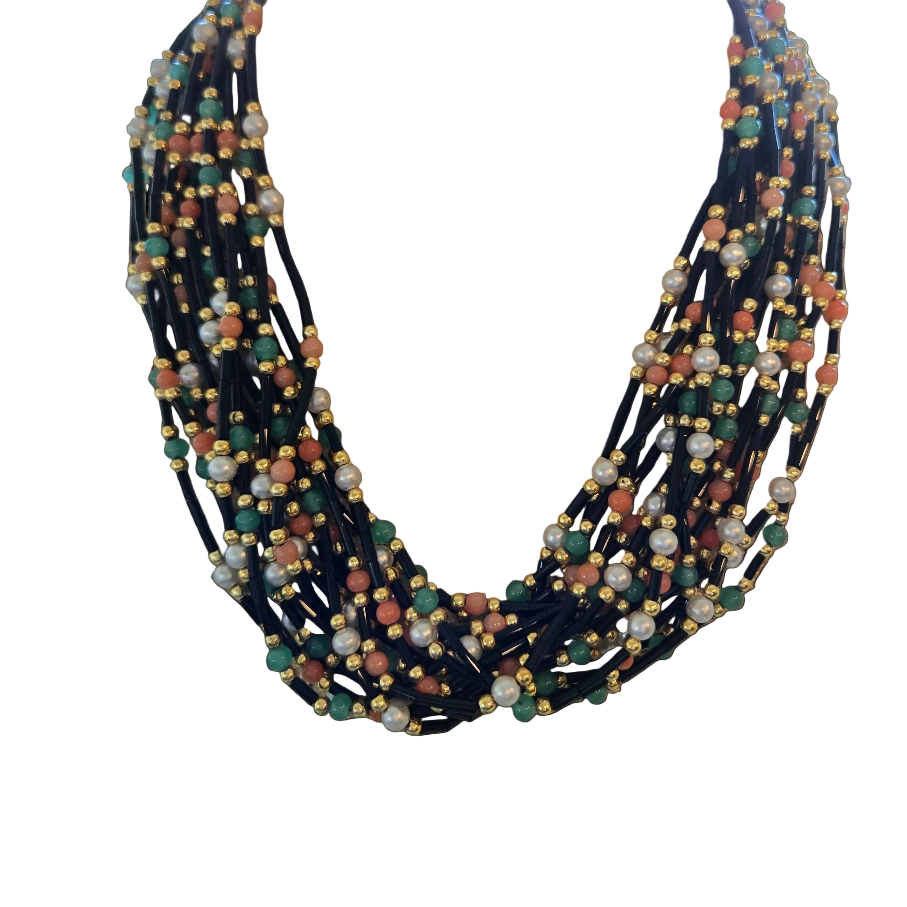 Vintage Italain  Multi-Strand Beaded Necklace