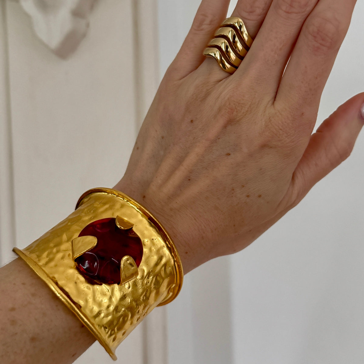 Vintage Signed Saint Laurent Gold-Tone Cuff