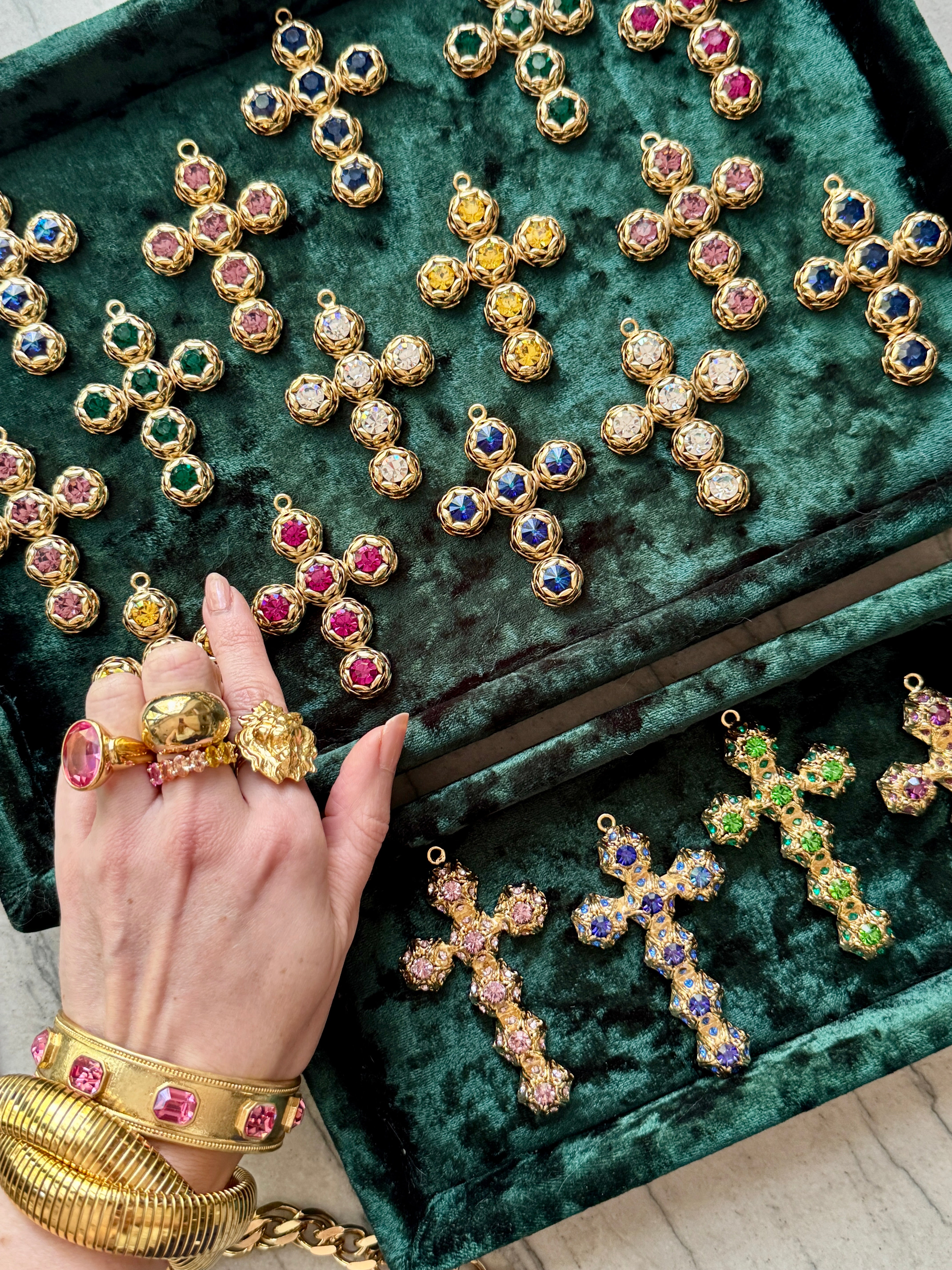 Italian Chanel Metal Crystal Cross