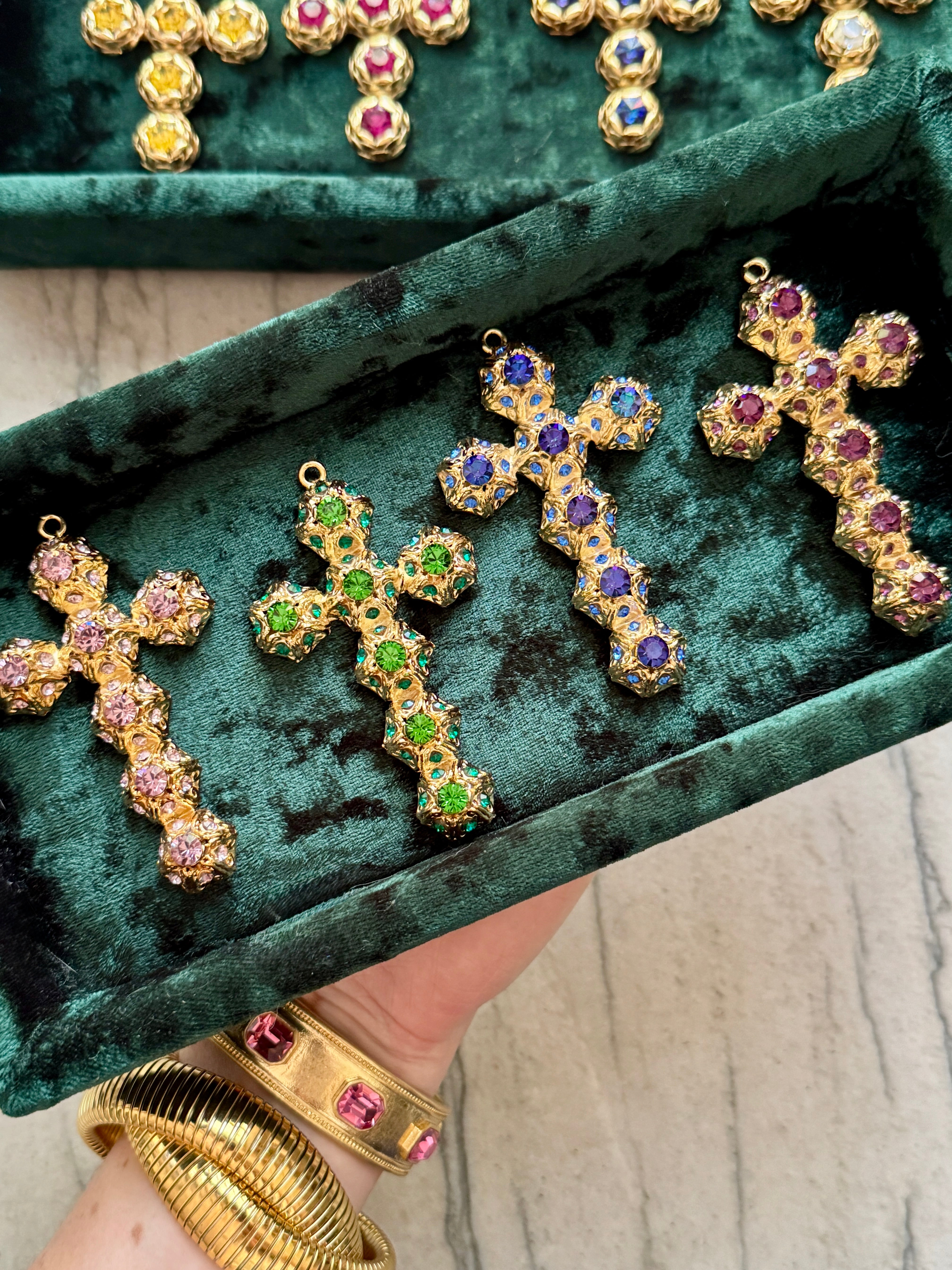 Italian Chanel Metal Crystal Cross