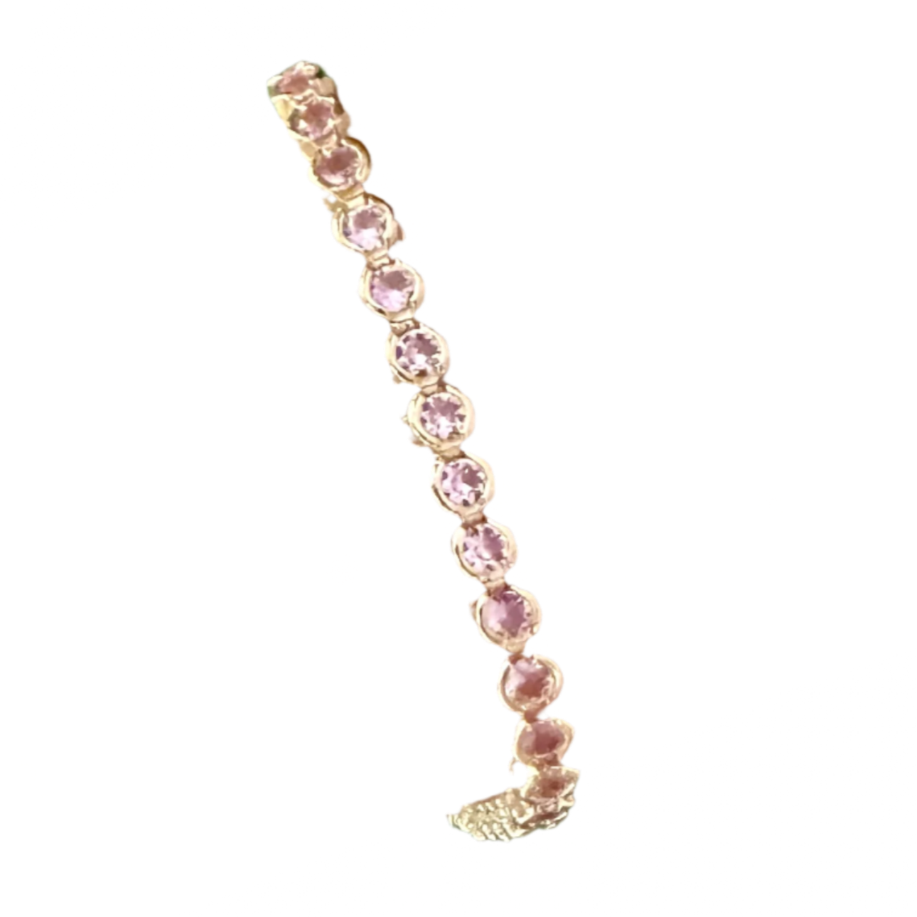 Delicate Pink Crystal Bezel Gold Tennis Bracelet