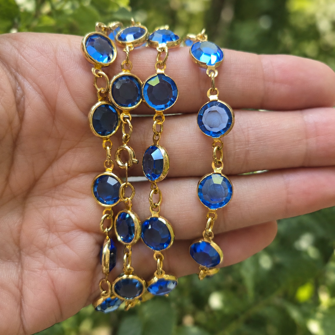 Vintage Blue Crystal Chiclet Necklace