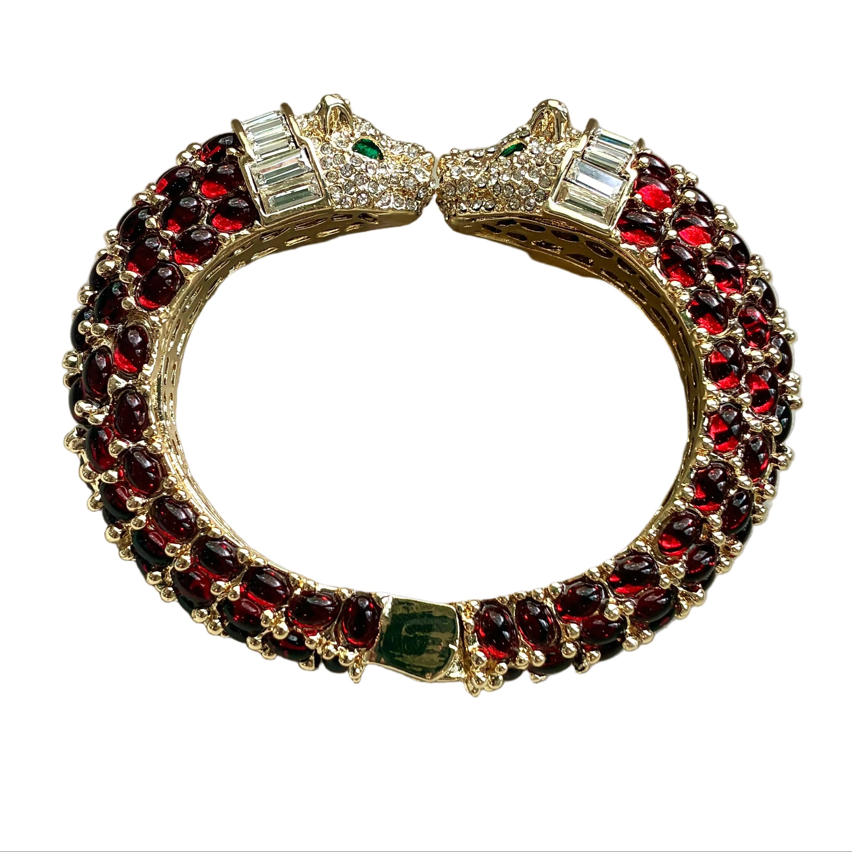 Niiki Paris Ruby Red Jewel Double Panther Bracelet