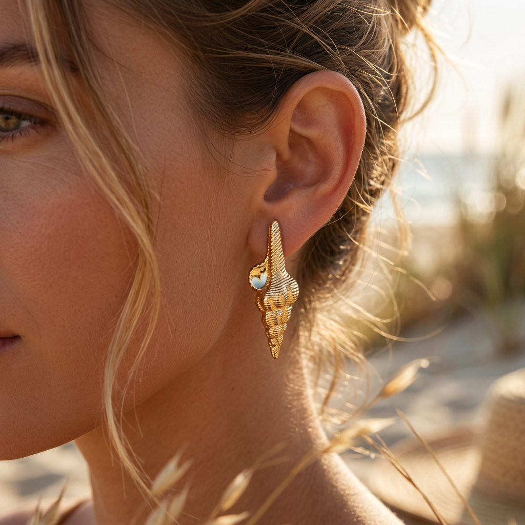 Linda Gold Shell Post Earrings