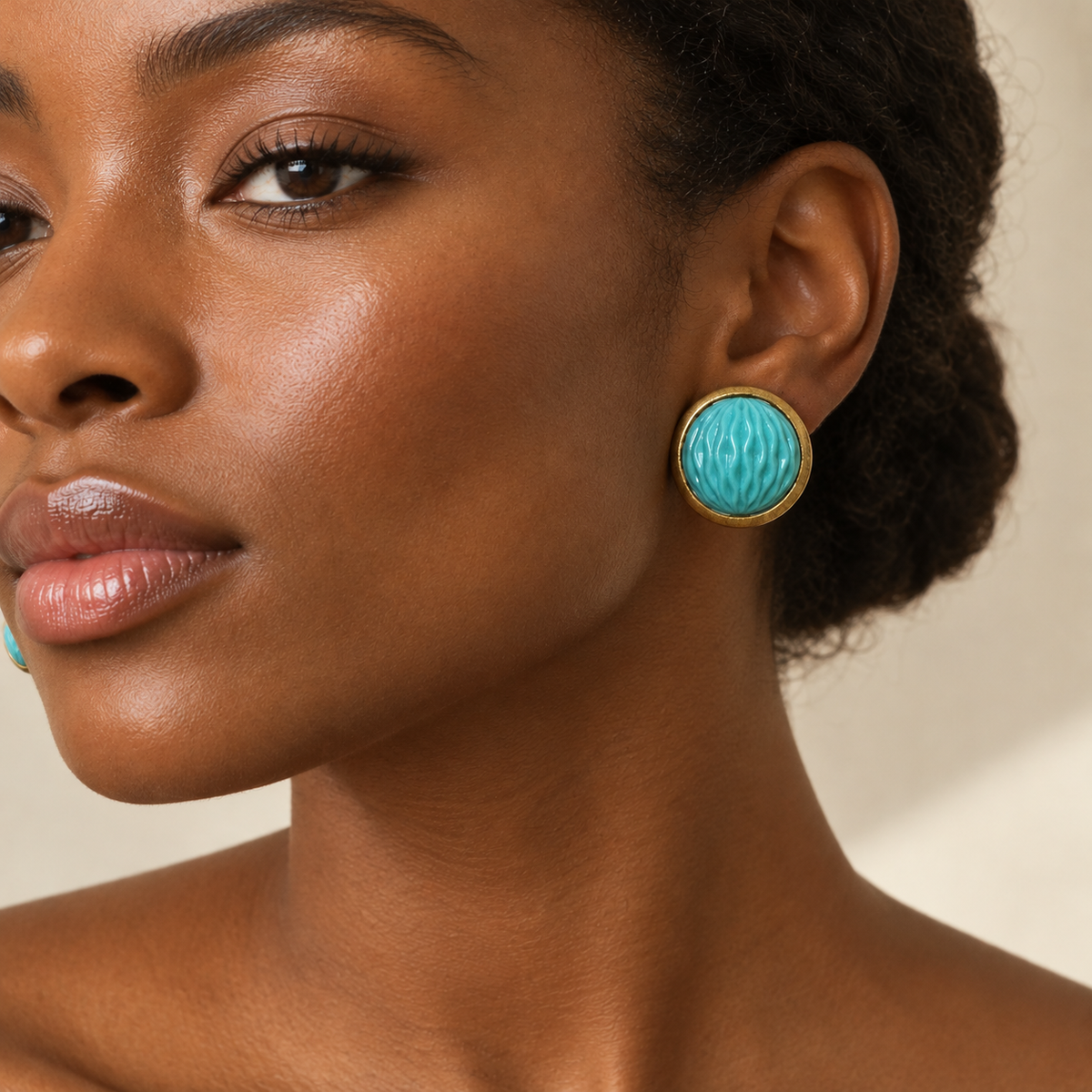 Vintage 60s Trifari Turquoise Clip Earrings