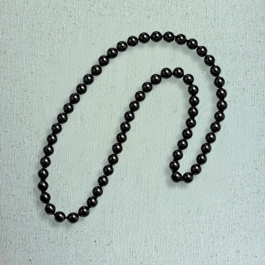 1980s Vintage Onyx Bead Necklace