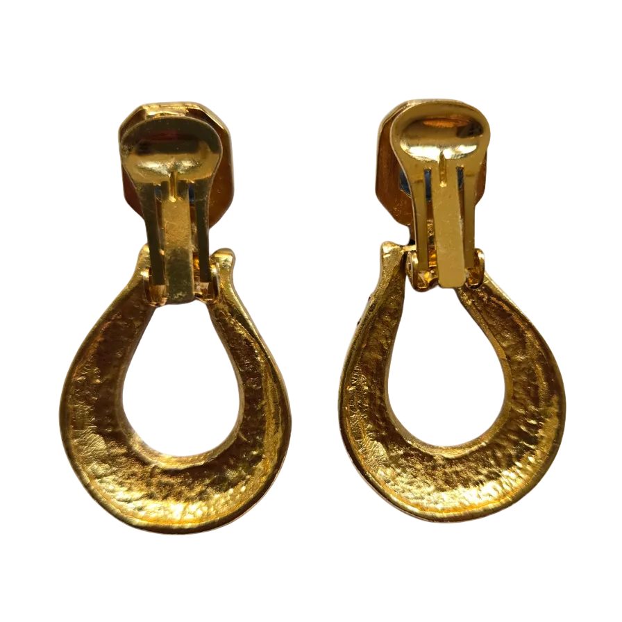 Vintage Blue Crystal Door Knocker Earrings
