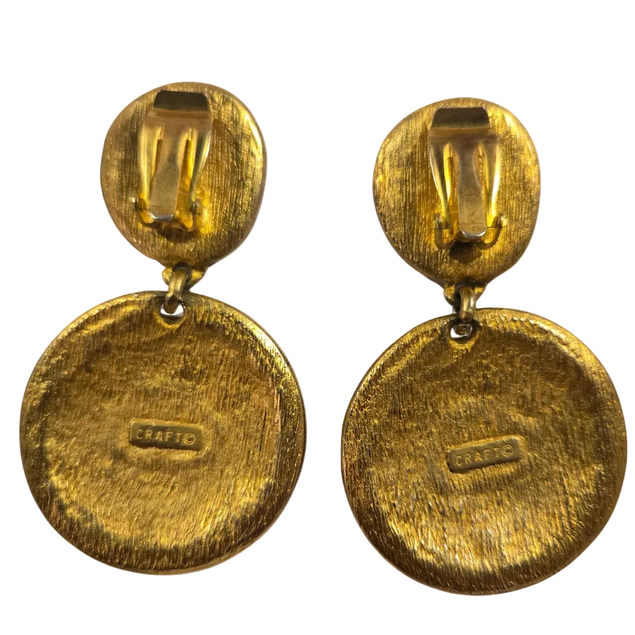 Vintage Designer Craft Mixed Metal Earrings