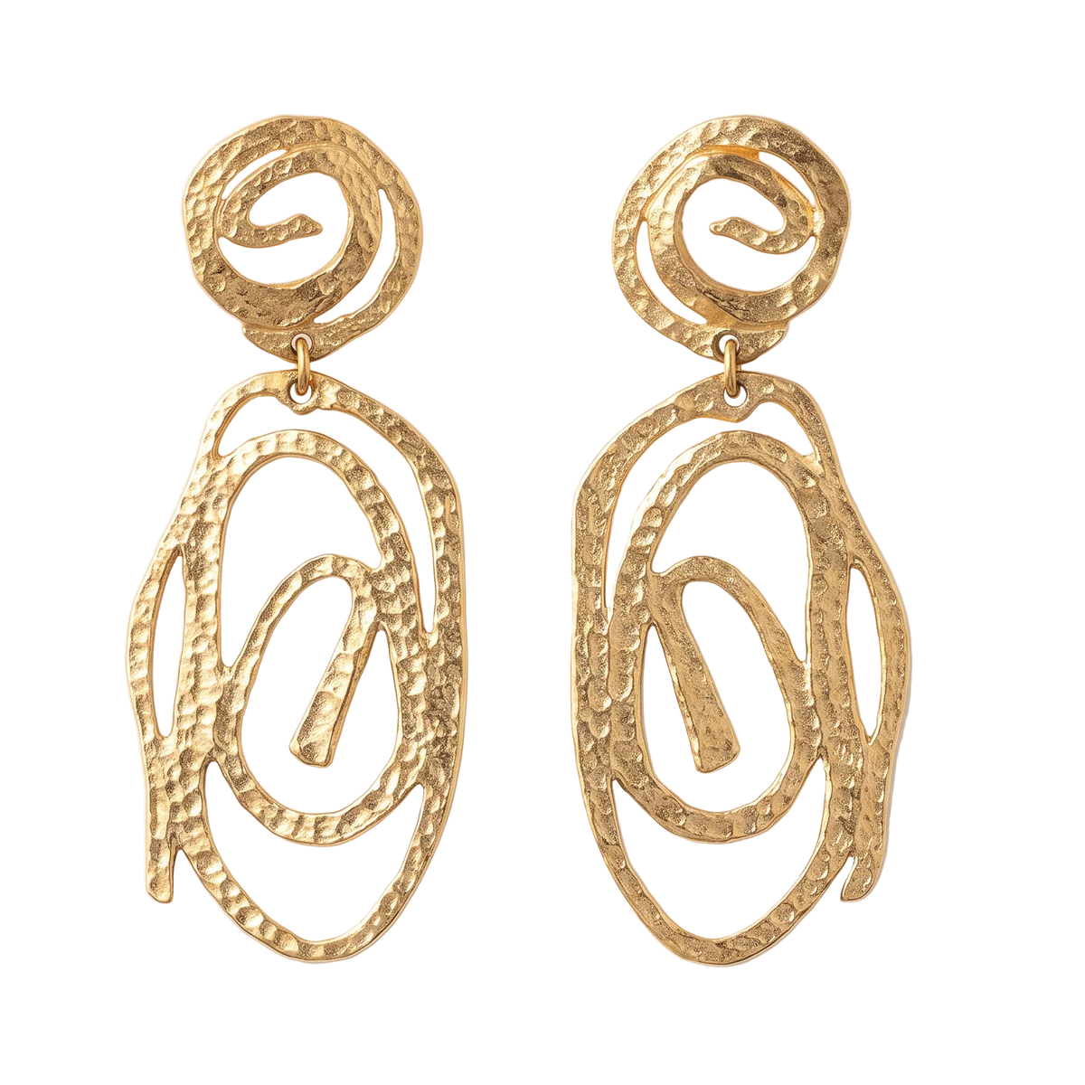 Vintage Designer Dolce Vita Hammered Gold-Tone Statement Earrings