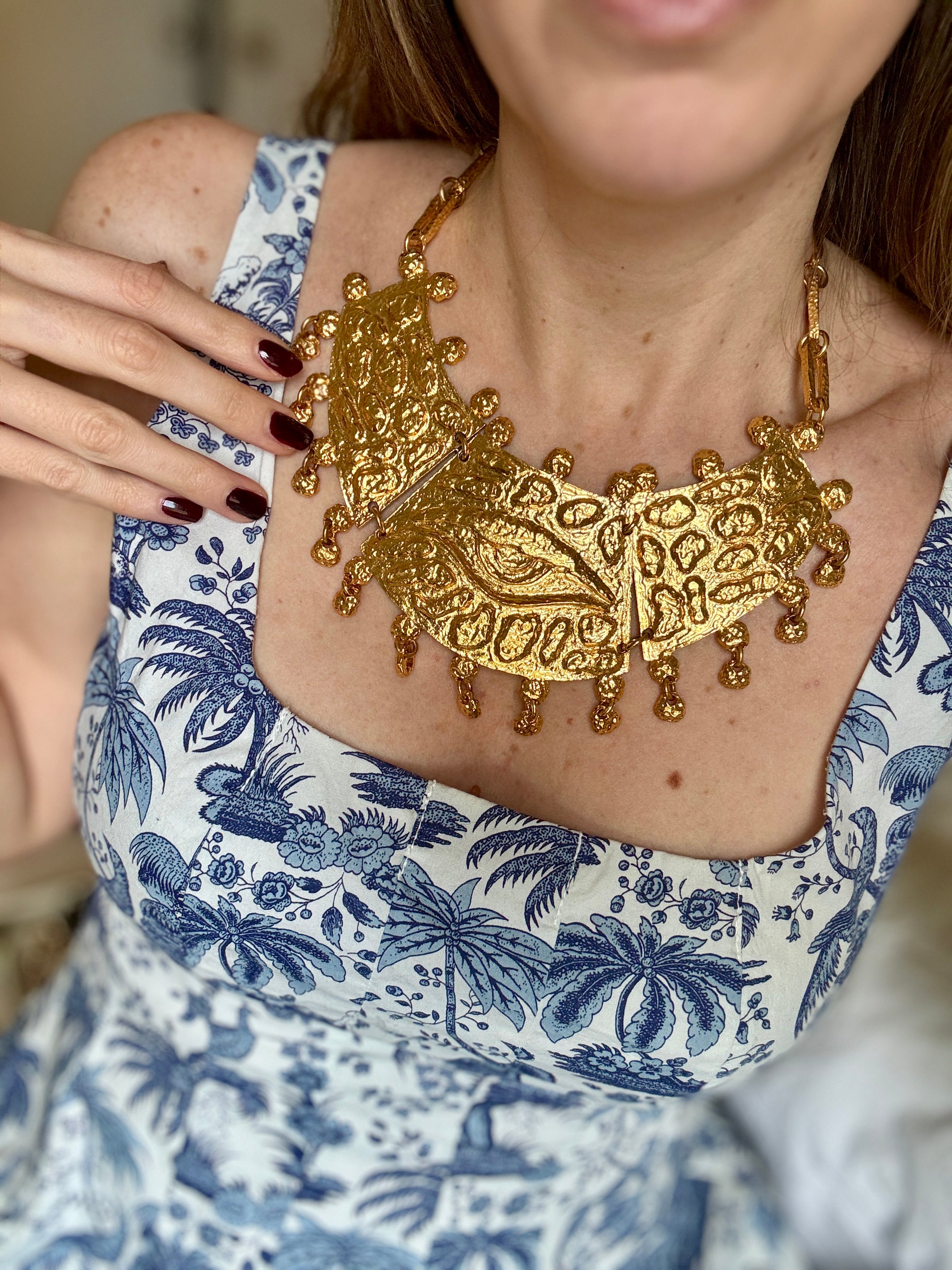 Vintage Gold Eye Statement Necklace
