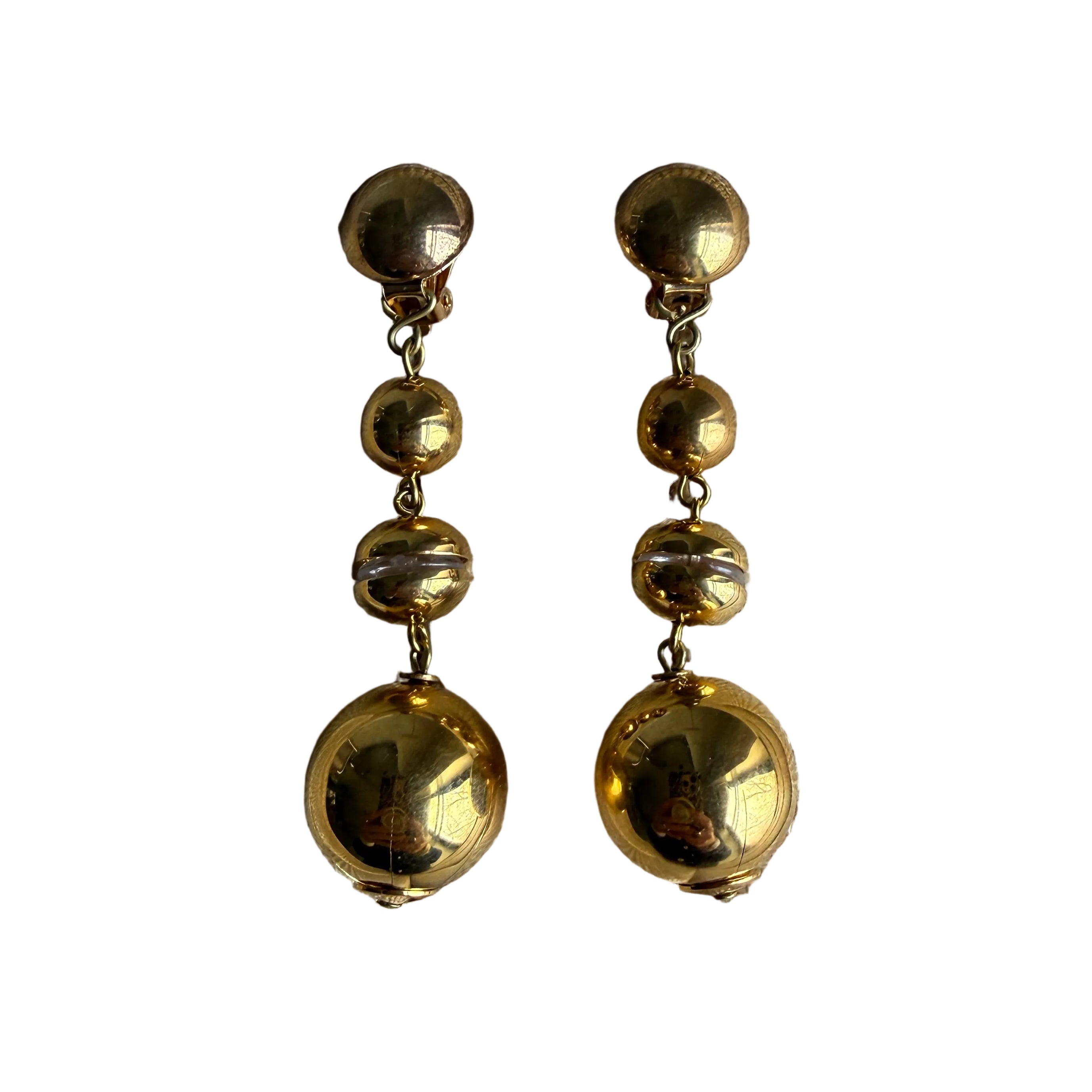 Vintage French Gold Sphere & Lucite Earrings