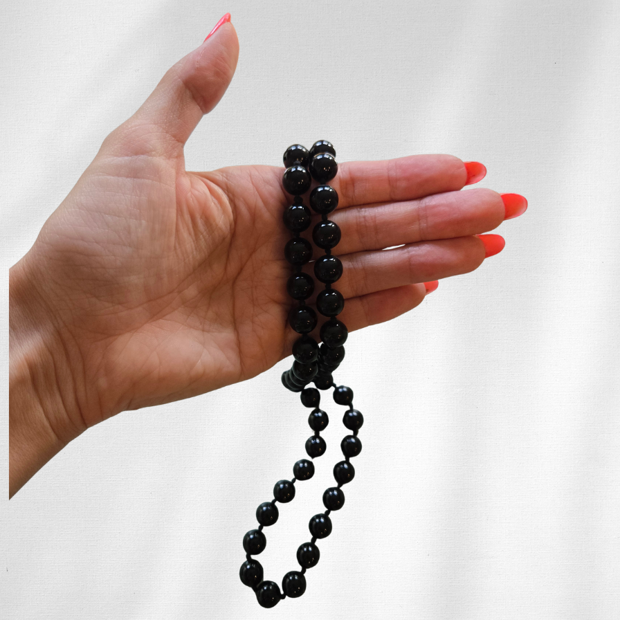 1980s Vintage Onyx Bead Necklace