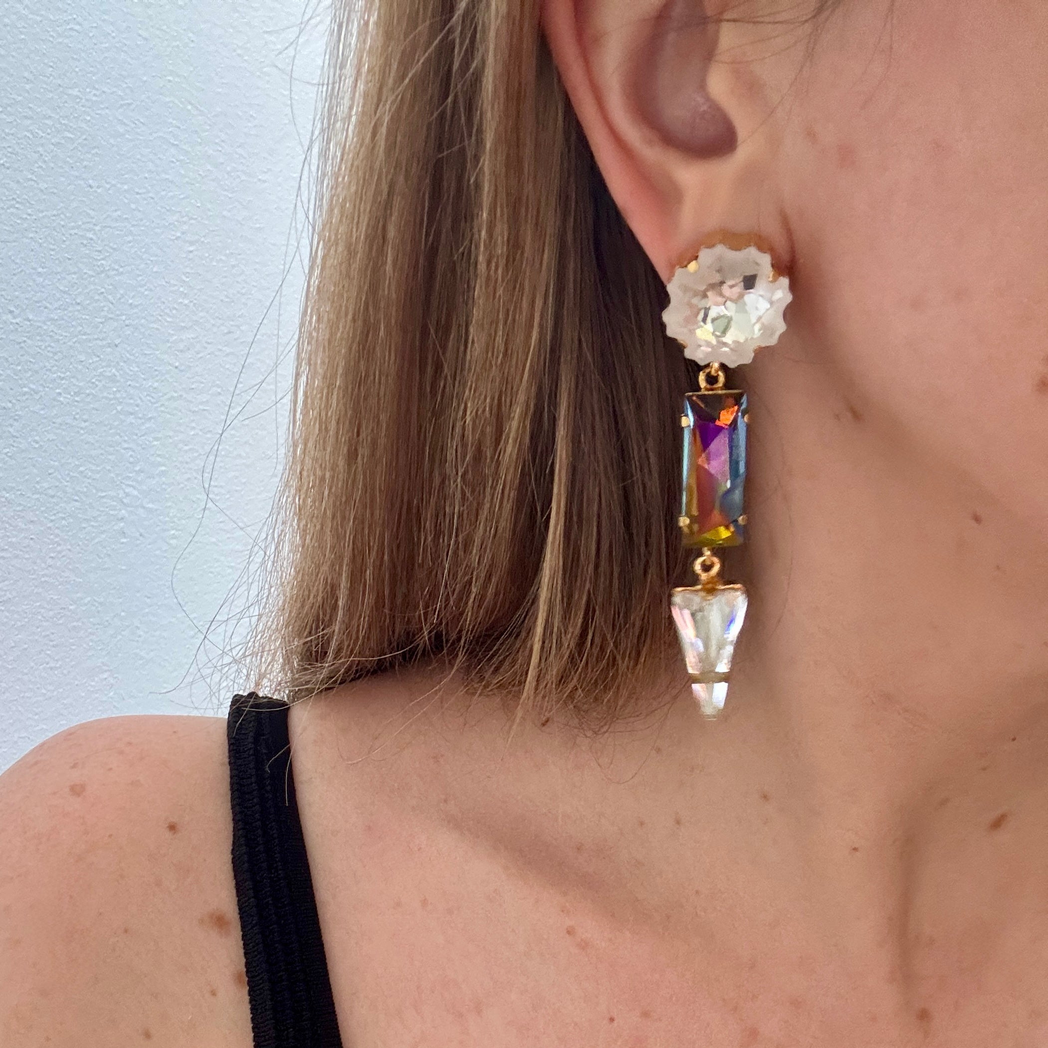 Jean Paul Gautier Crystal  Drop Post Earrings