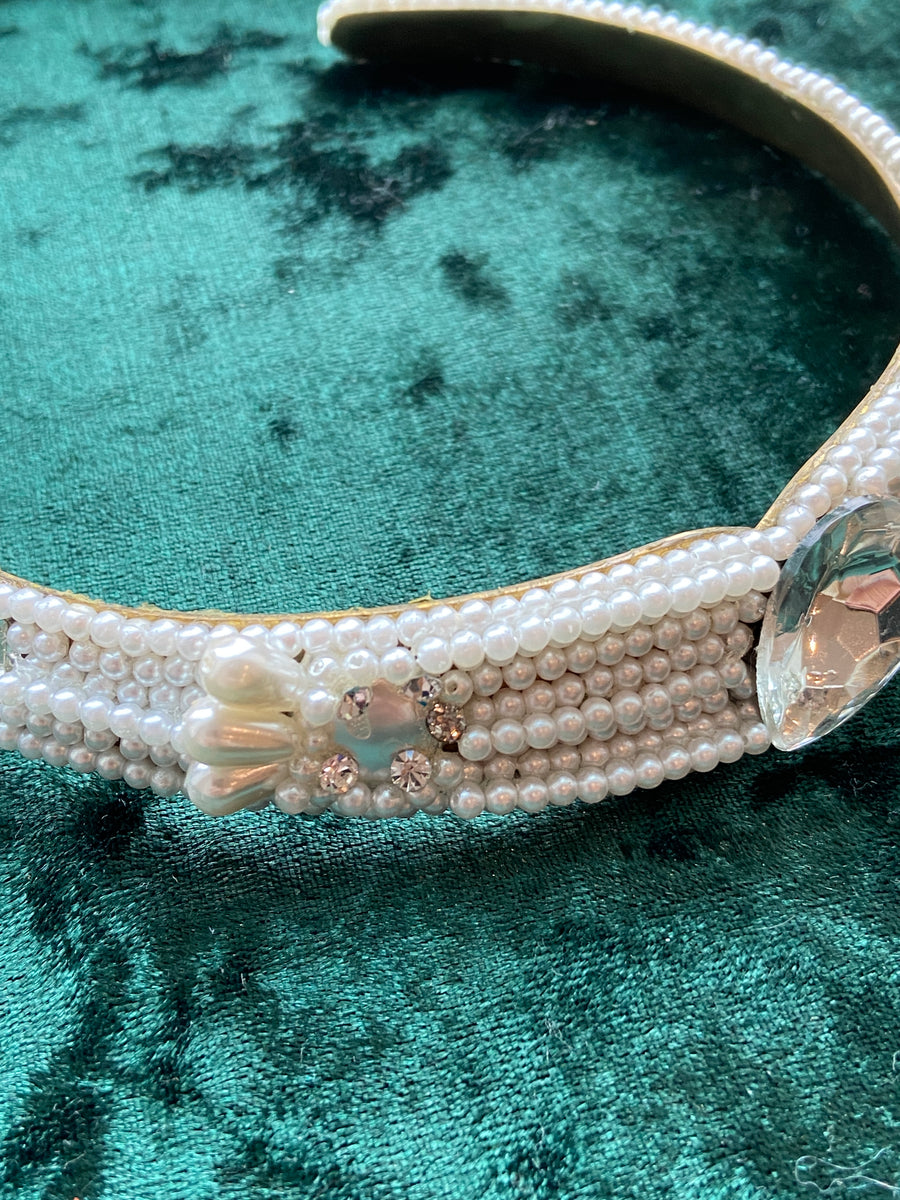 80s Pearl & Jewel Collar Necklace
