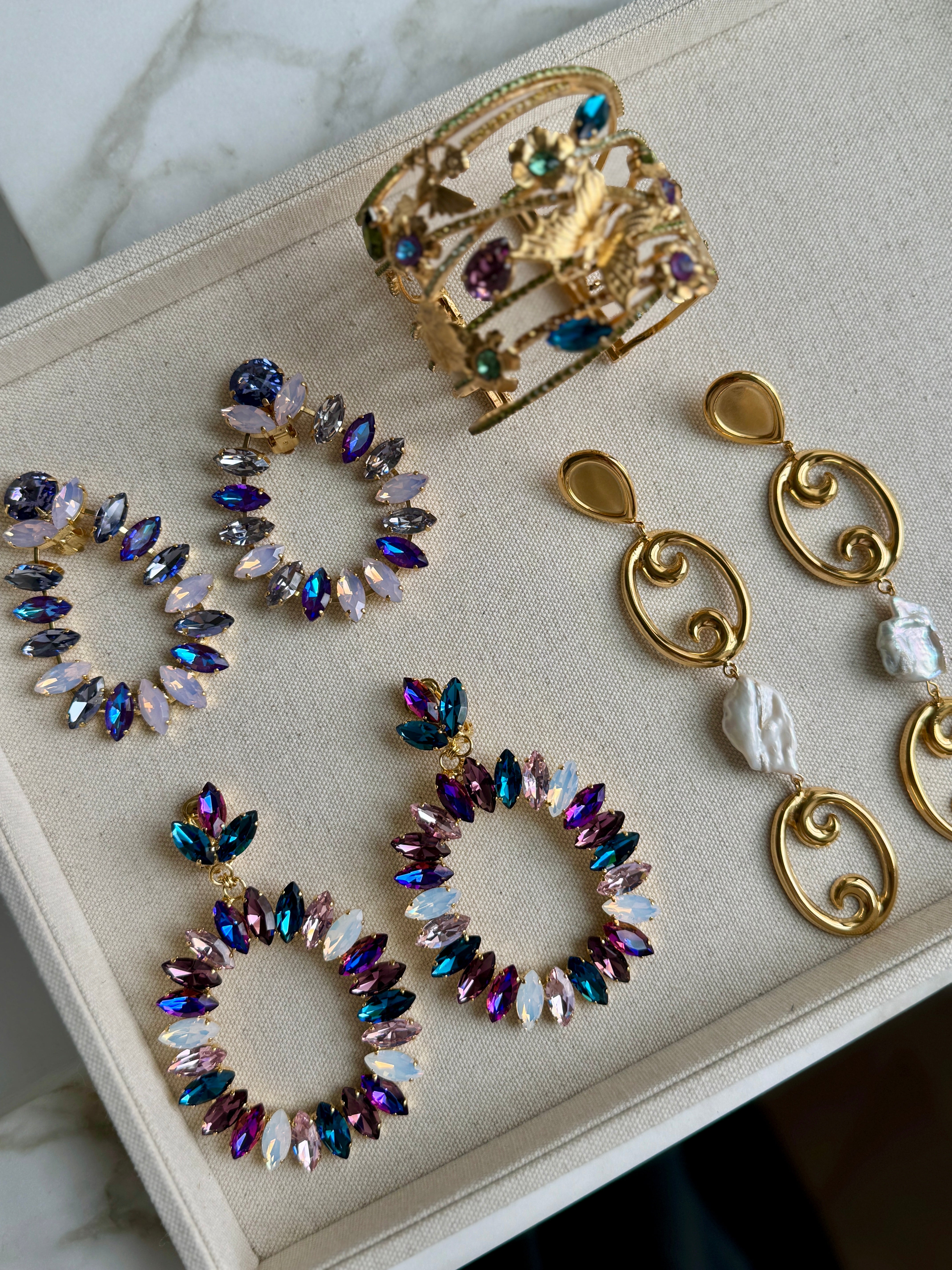 Julie Purple Ombre Crystal Hoops