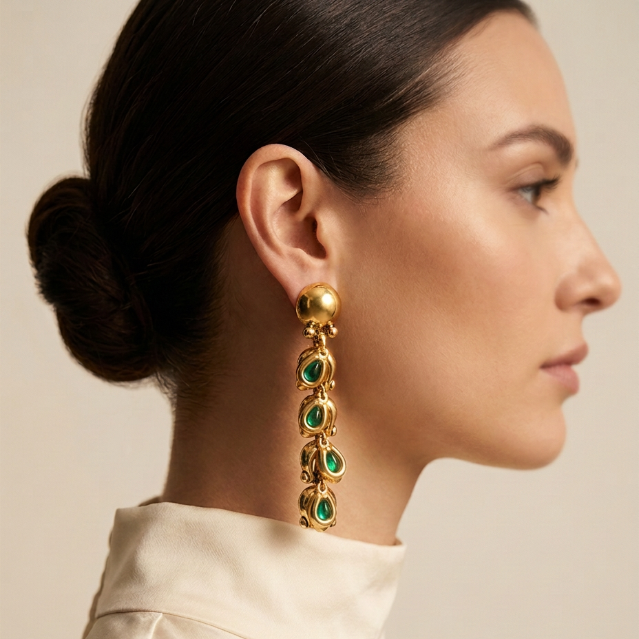 Vintage Italian 1980s Green Charm Earrings