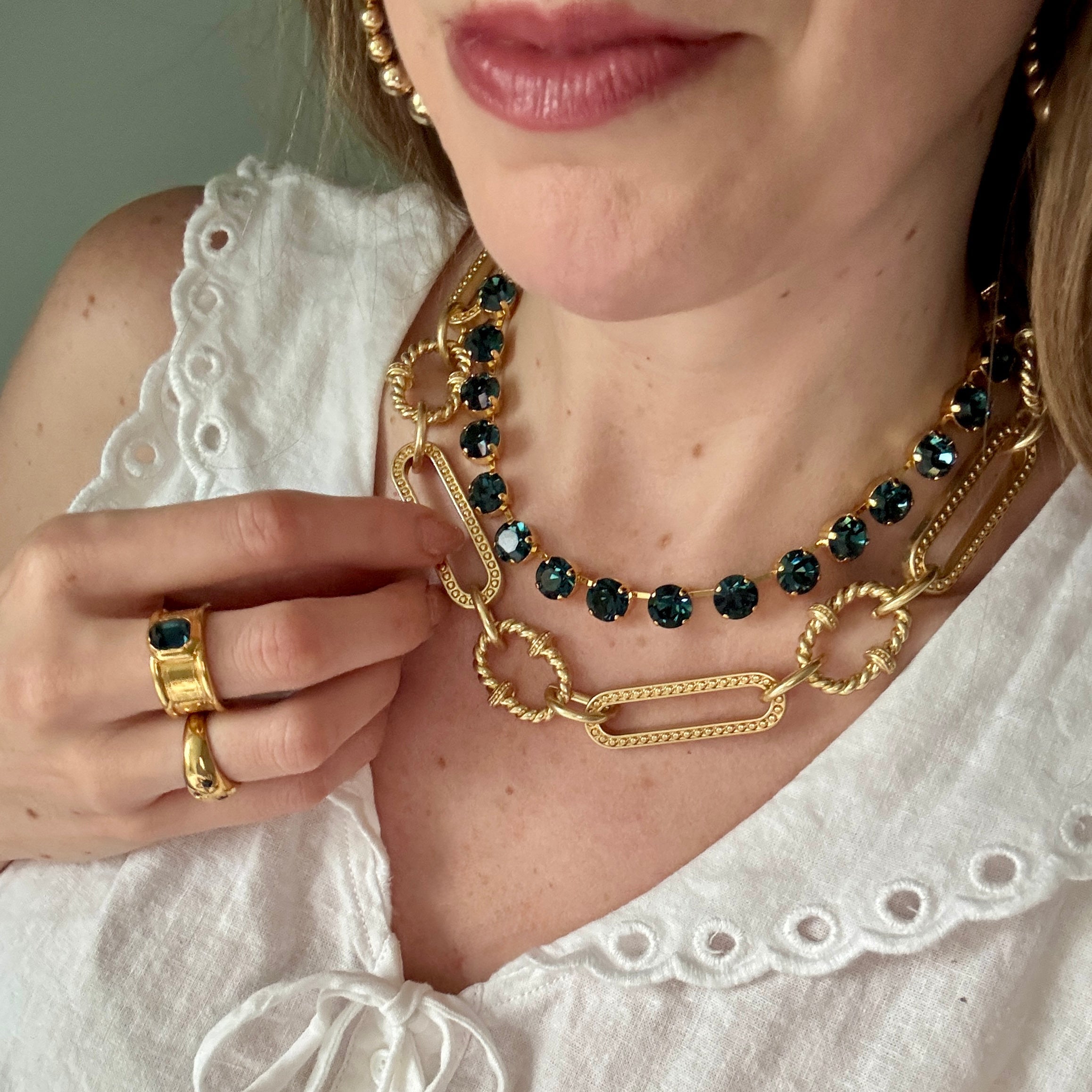 Daphne Dark Blue Crystal Riviera Necklace