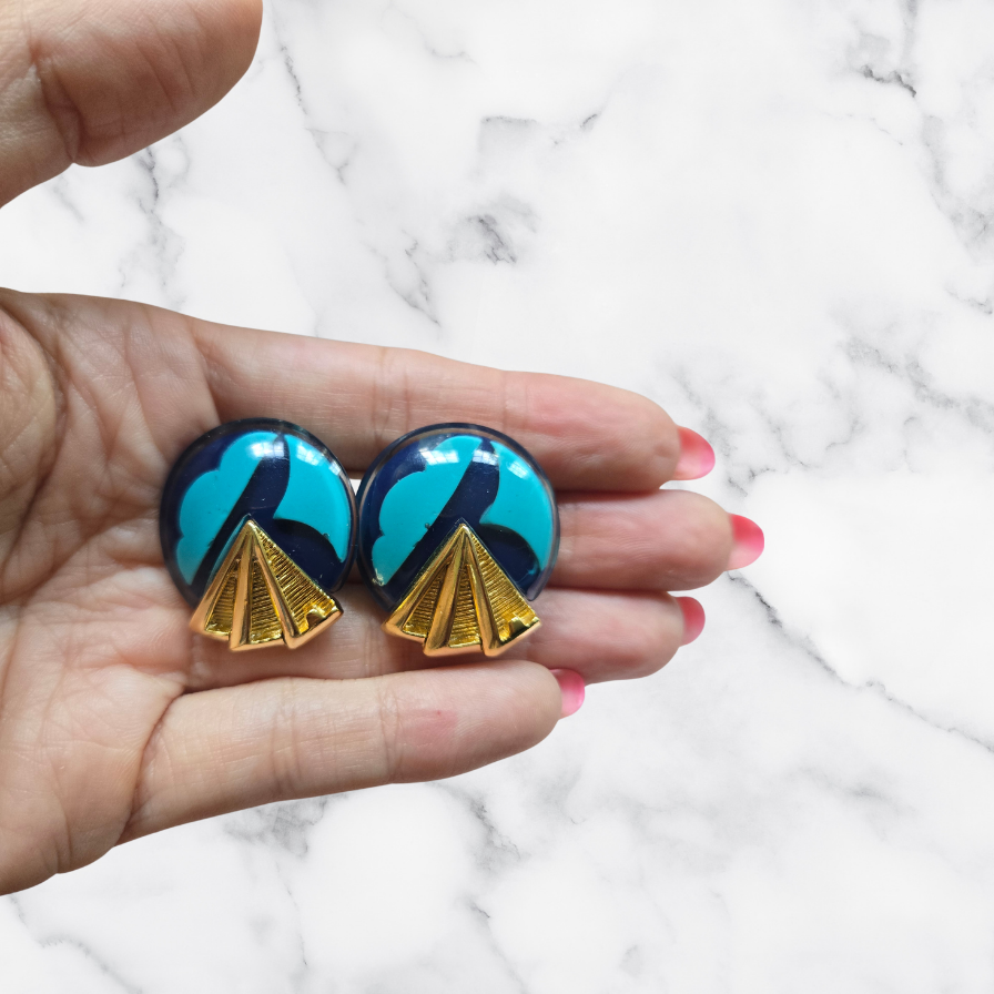 Vintaged Signed Orena Art Deco-Inspired Earrings