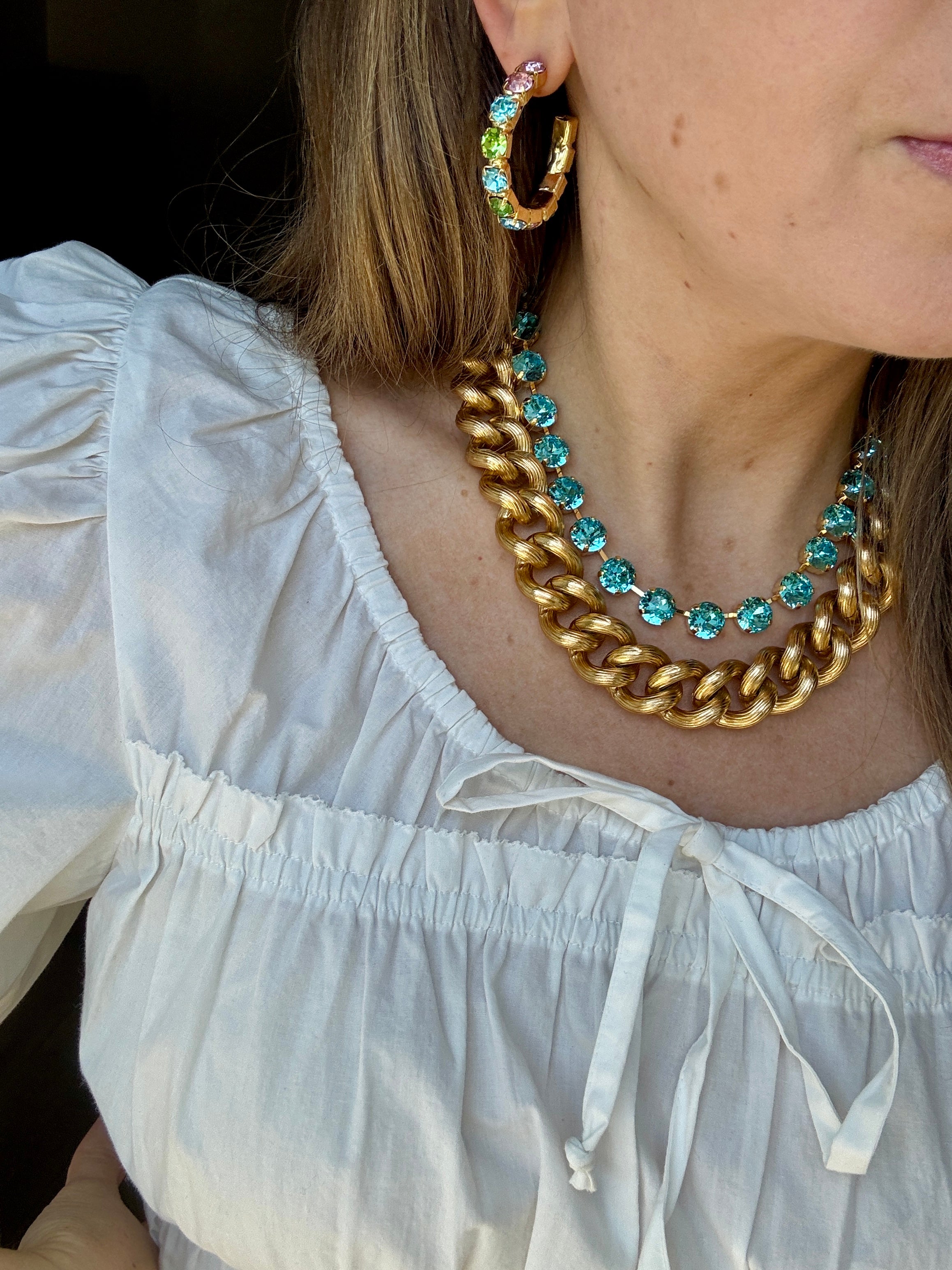 Daphne Multi Crystal Hoops