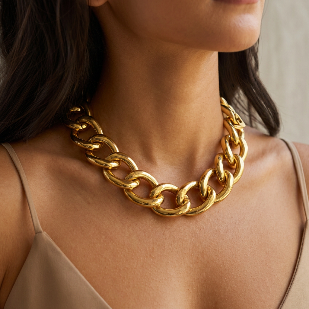 Vintage French Luxe Gold-Plated Link Necklace
