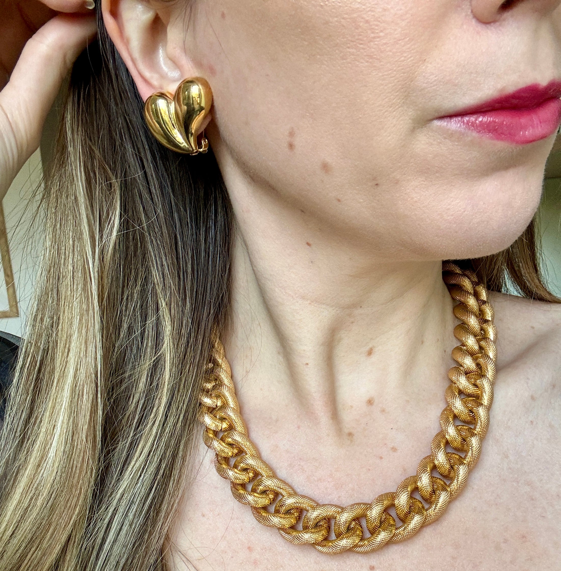 Vintage Chunky Gold Curb Chain Necklace