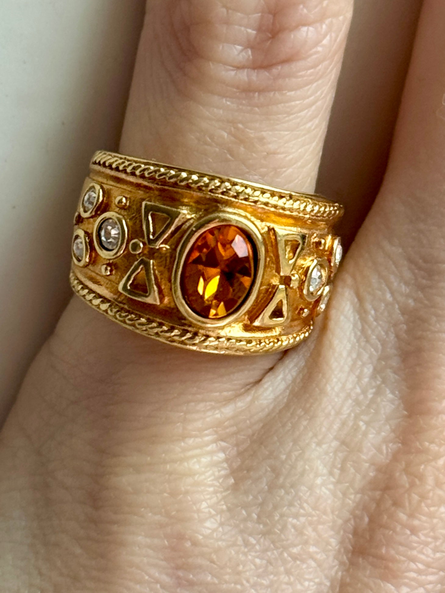 Vintage Citrine Gold Ring Size 4.75