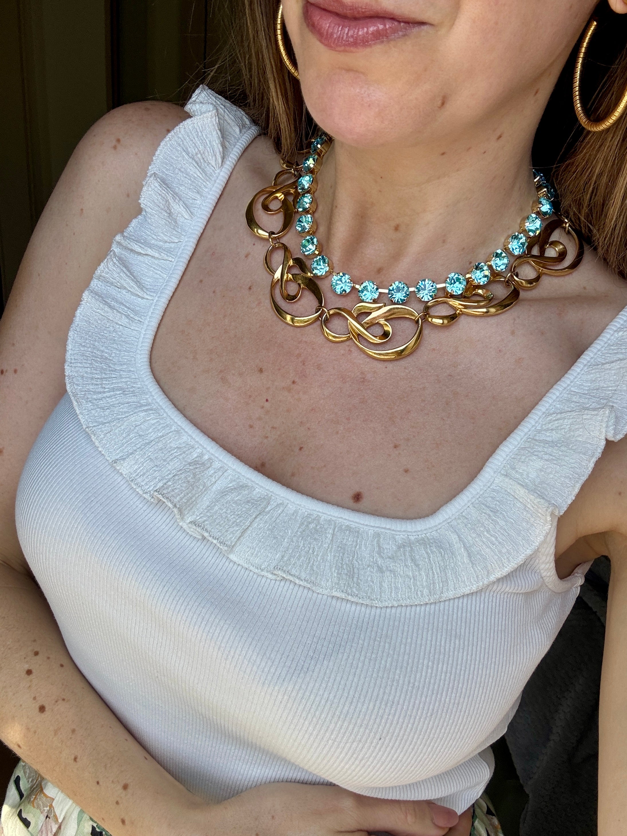 Daphne  Aqua Crystal Riviera Necklace