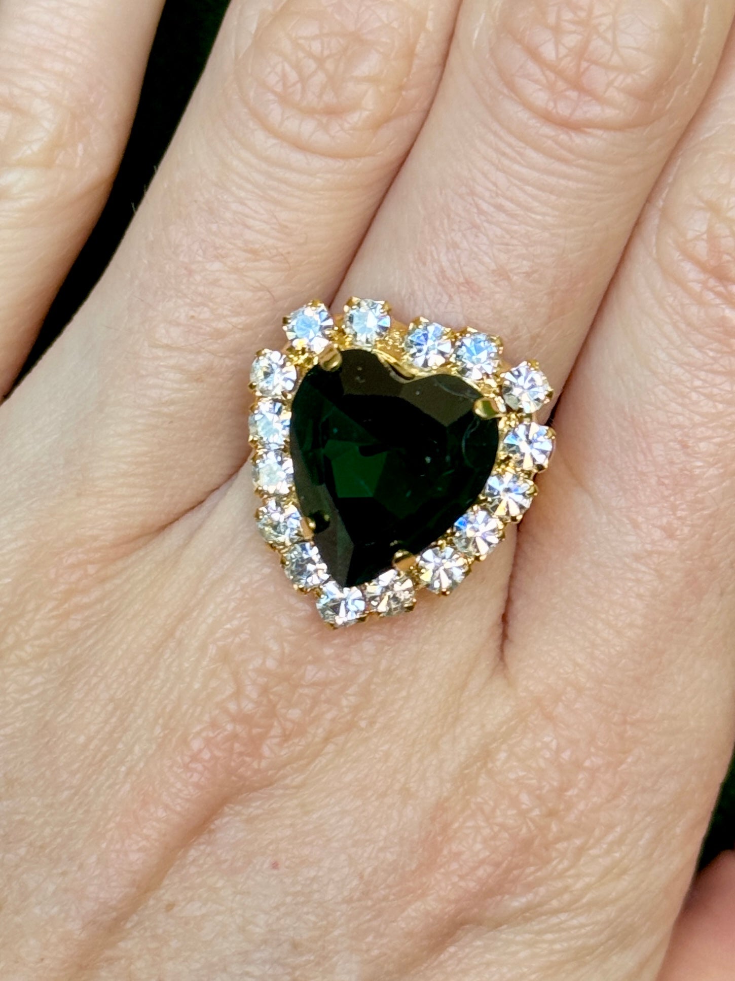 Grace Emerald Crystal Heart Ring