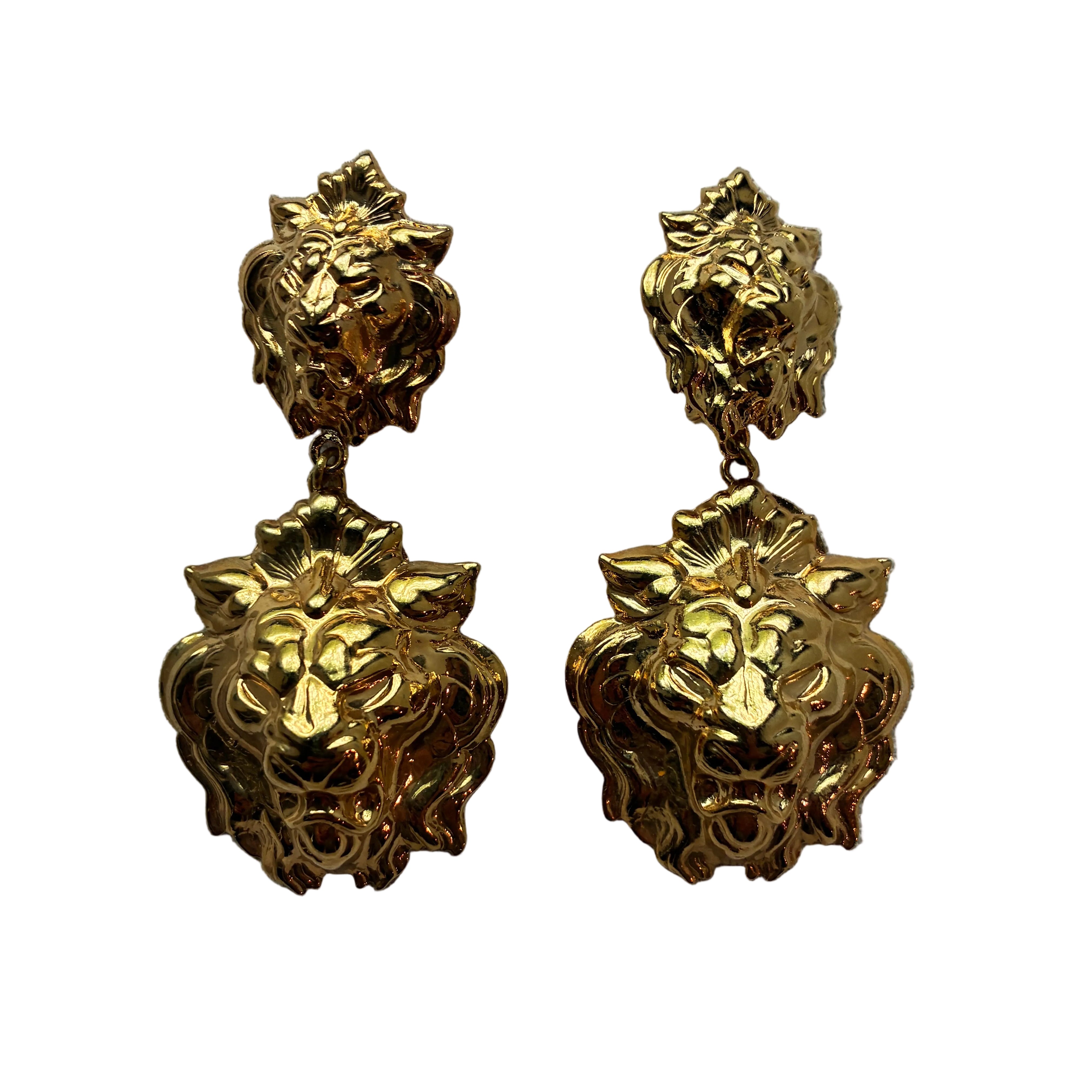 Vintage Italian Double Lion Head Earrings