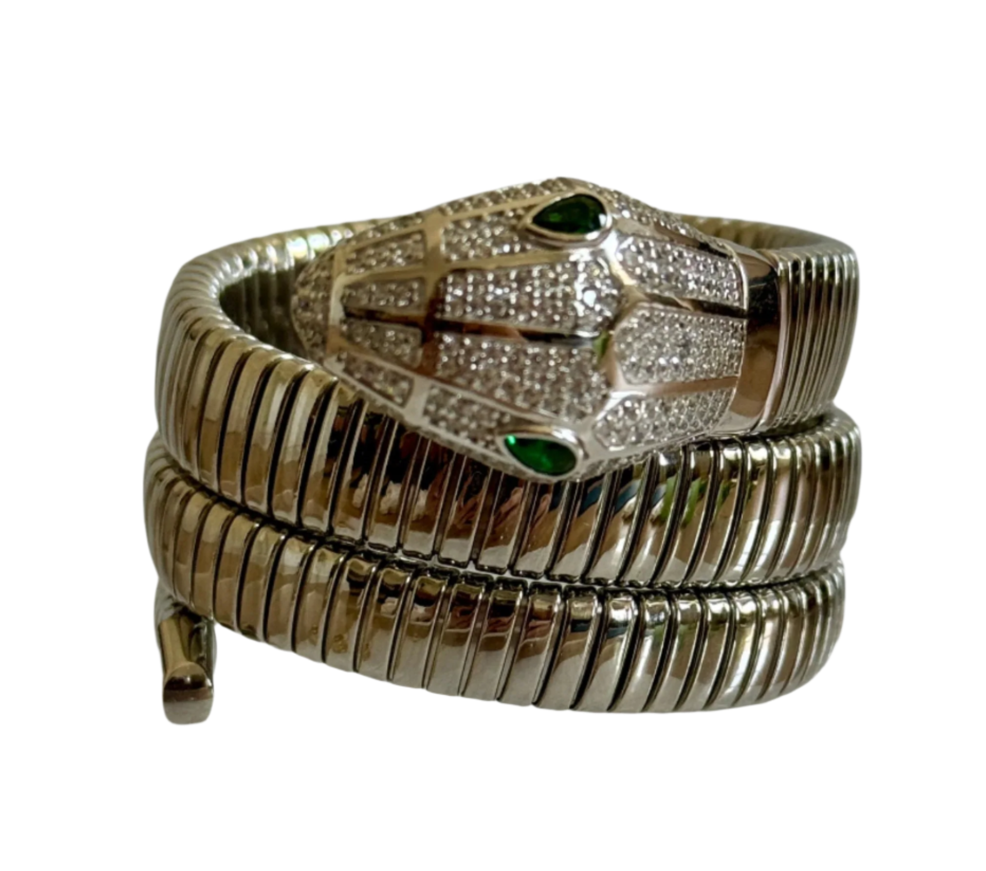 Petite Sterling Silver Crystal Triple Wrap Snake Bracelet