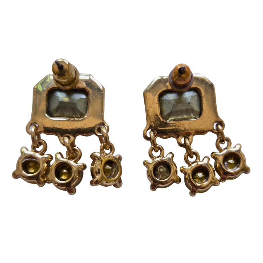 Vintage Light Green Crystal Drop Earrings