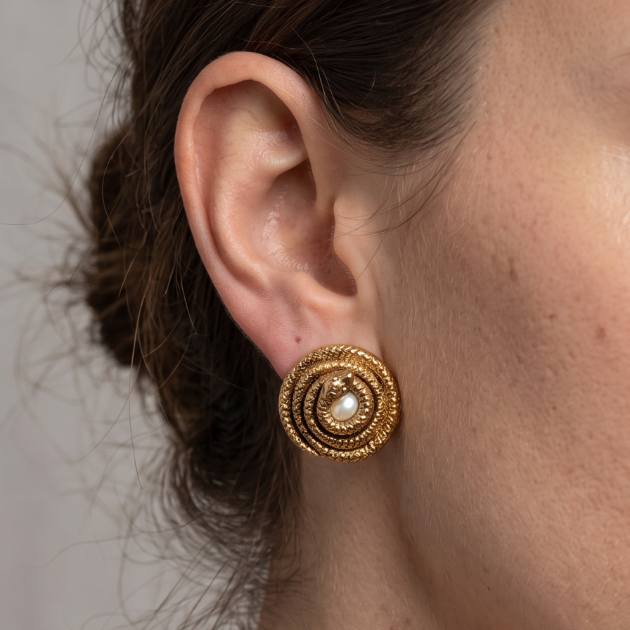 Vintage Designer Chantal de Kerouartz Snake Coil Earrings