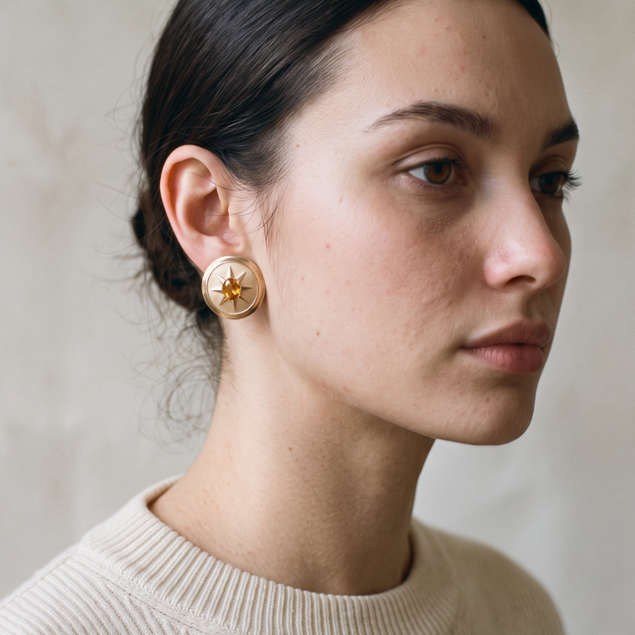 Vintage French Citrine Sunburst Earrings