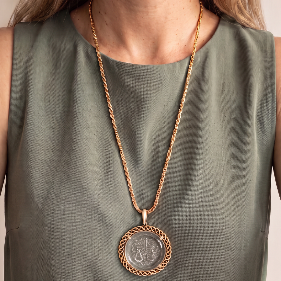 Vintage Monet Libra Zodiac Pendant Necklace
