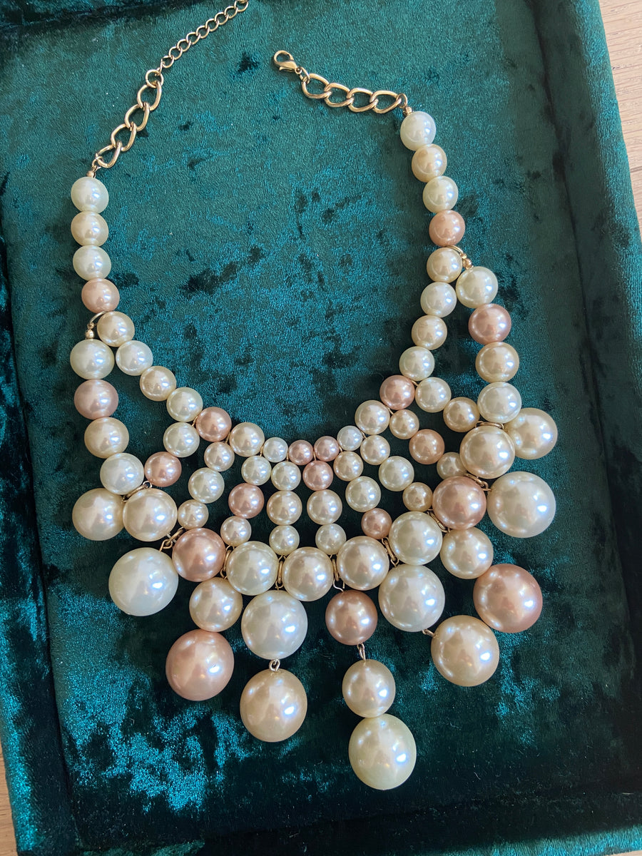 Massive Vintage Pink Pearl Statement Necklace