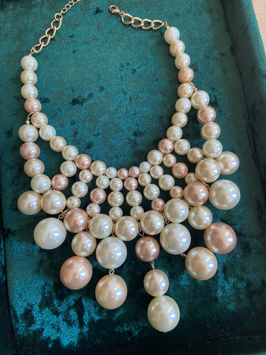 Massive Vintage Pink Pearl Statement Necklace