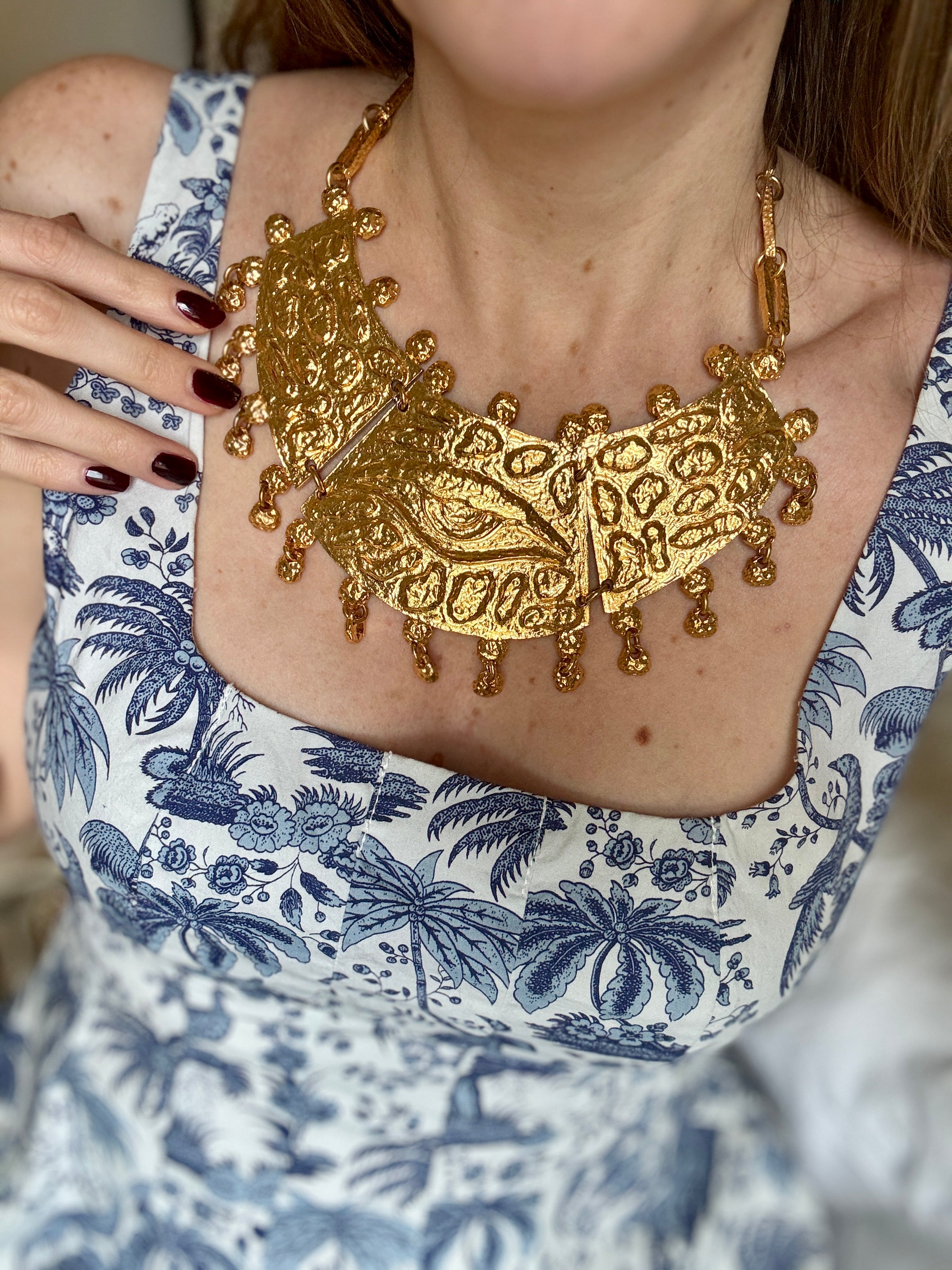 Vintage Gold Eye Statement Necklace