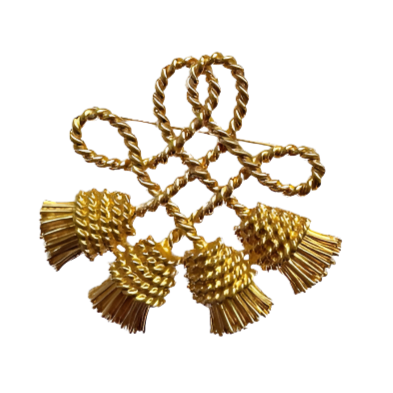 90s Gold Twisted Tassel Brooch